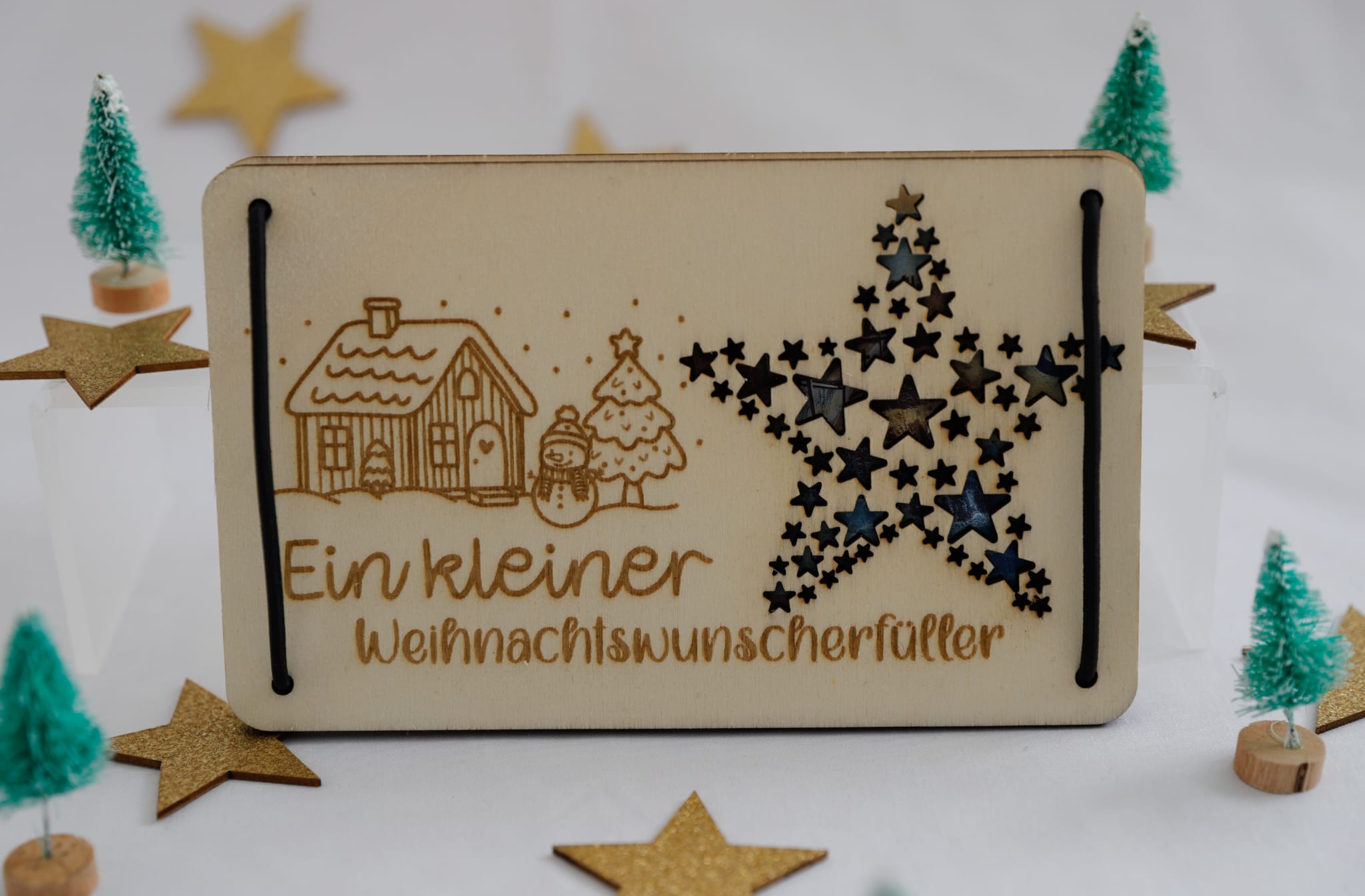Holzgeschenkkarte "Ein kleiner Weihnachtswunscherfüller"